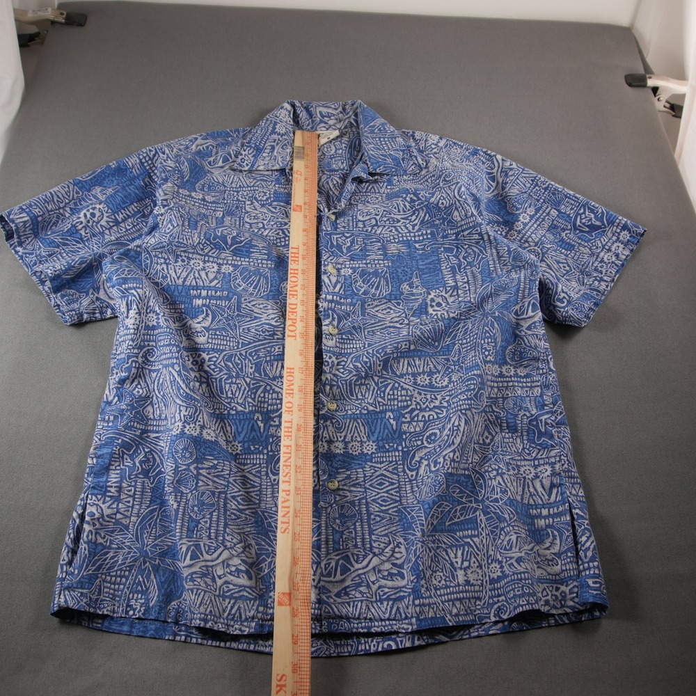 Go Barefoot Tribal Geometric Nautical USA Retro Hawaiian Aloha Men Shirt M Surf - Picture 5 of 13
